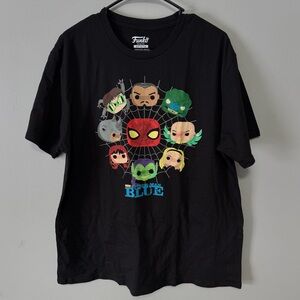 Funko Black T-Shirt with Spider-Man and Characters size XL